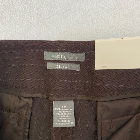 apt 9 The Maxwell Pant Brown Pinstripe Cropped Women’s Petite 4 Pants NWT - Picture 8 of 10